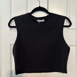 Zara Sleeveless Cropped Tee Black Size XL